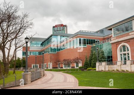 Niagara Falls, Canada - APRIL 25, 2012: View of the Embassy Suites Hotel can in Niagara Falls. Stock Photo