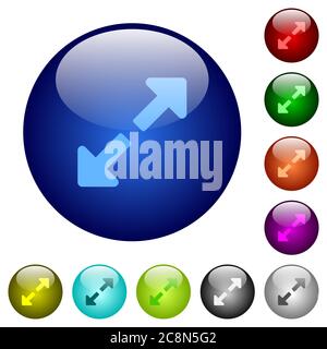 Set of color resize full glass web buttons. Stock Vector