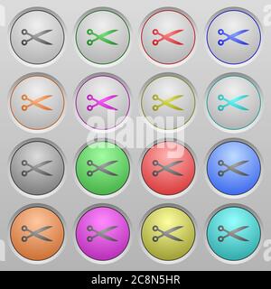 Set of cut plastic sunk spherical buttons. Stock Vector