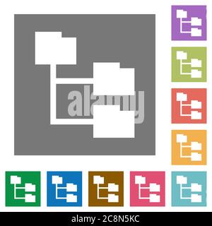 Flat folder structure icon set on round color background Stock Vector ...