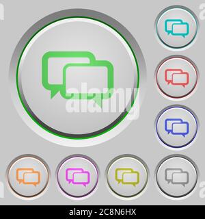 Set of color Chat bubbles sunk push buttons. Stock Vector