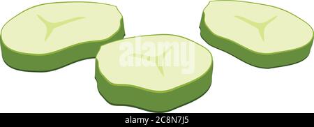Cutted burger cucumber icon. Cartoon of cutted burger cucumber vector icon for web design isolated on white background Stock Vector