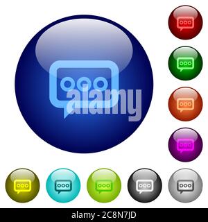 Set of color working chat glass web buttons. Stock Vector