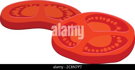 Burger cutted tomato icon. Cartoon of burger cutted tomato vector icon for web design isolated on white background Stock Vector