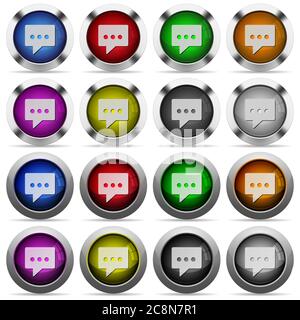 Set of Typing chat glossy web buttons. Arranged layer structure. Stock Vector