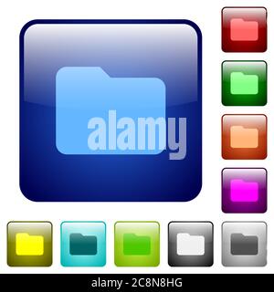 Set of folder color glass rounded square buttons Stock Vector Image ...