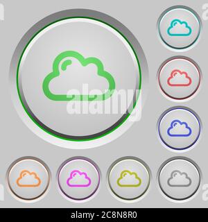 Set of color cloud sunk push buttons. Stock Vector
