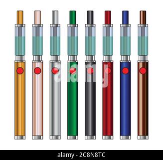 Moderm vape smoking alternative device collection on a white background Stock Vector