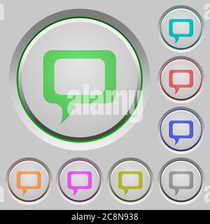 Set of color comment sunk push buttons. Stock Vector