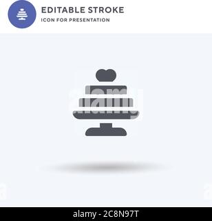 Cake icon vector, filled flat sign, solid pictogram isolated on white, logo illustration. Cake icon for presentation. Stock Vector