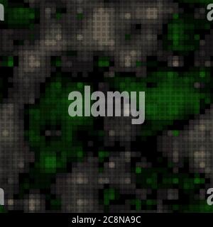 Military camouflage seamless pattern. Dark wood digital pixel style. Stock Vector