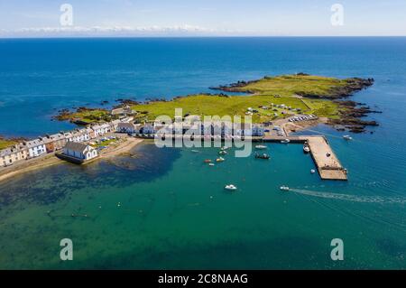 Aerial view of the Isle of Whithorn and harbour, Dumfries & Galloway, Scotland. Stock Photo