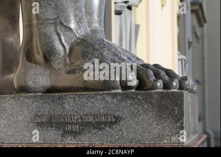 The Atlantes of the Hermitage, Figurative Public Sculpture in Saint Petersburg, Russia Stock Photo