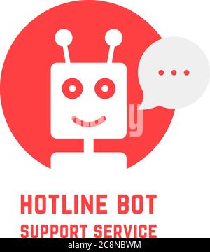 red hotline bot support service logo Stock Vector