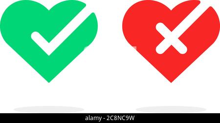 colored hearts with check marks Stock Vector