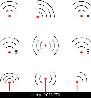 set of thin line wifi signal icon Stock Vector
