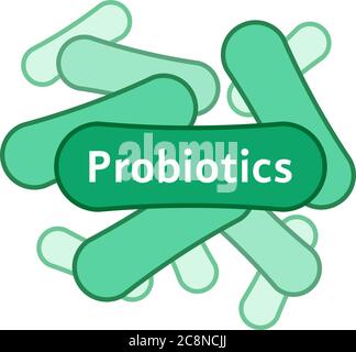 green linear probiotics or lactobacillus icon Stock Vector