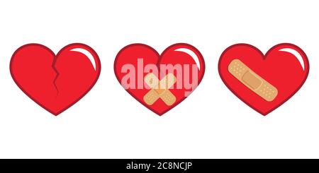 set of broken hearts isolated on white background vector illustration EPS10 Stock Vector