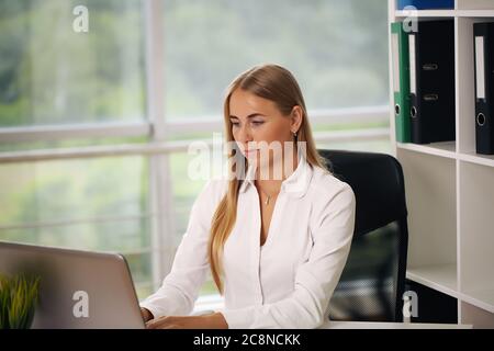 business manager of a woman, a lawyer for legal protection, in the office Stock Photo