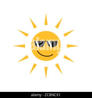 happy funny sun with sunglasses isolated on white vector illustration EPS10 Stock Vector