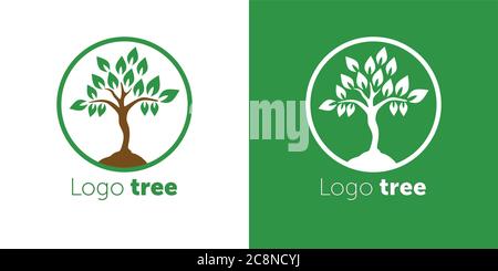 Tree logo with people design set for Vector logo template Stock Vector
