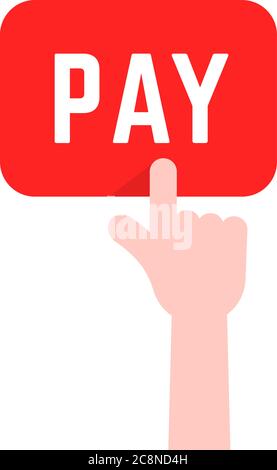 finger push on red pay button icon Stock Vector