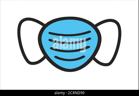 Protective facial mask with adjustable straps made of cloth Stock Vector