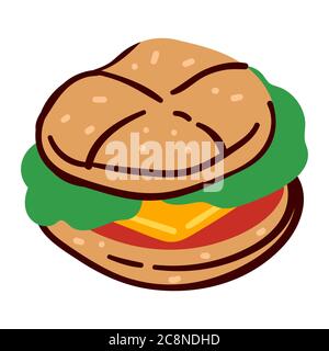 Cheeseburger or hamburger, restaurant or diner menu food Stock Vector
