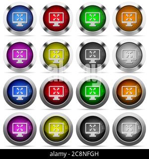 Set of Fullscreen view glossy web buttons. Arranged layer structure. Stock Vector