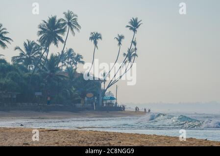 Evening on the beach of Hikkaduwa. Sri Lanka Stock Photo