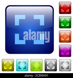 Set of selector tool color glass rounded square buttons Stock Vector