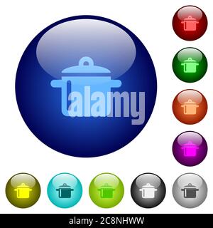 Set of color cooking glass web buttons. Stock Vector