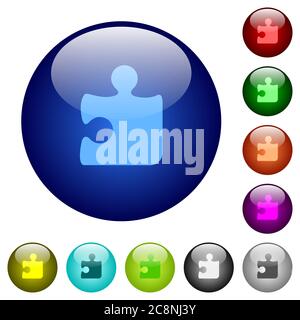 Set of color puzzle glass web buttons. Stock Vector
