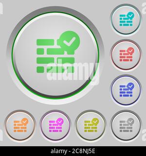 Set of color active firewall sunk push buttons. Stock Vector
