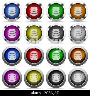 Set of database glossy web buttons. Arranged layer structure. Stock Vector