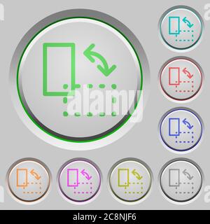 Set of color Rotate element sunk push buttons. Stock Vector