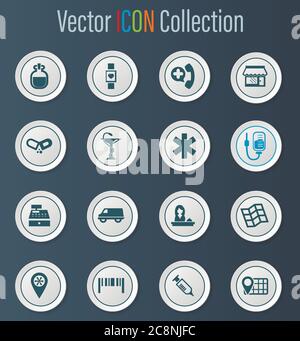 Drug store icons set Stock Vector