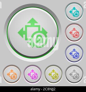 Set of color Lock size sunk push buttons. Stock Vector