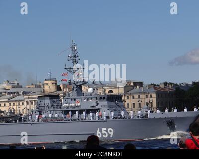 Russians Navy's Day celebration with the Maritime and Airforce Parades with Russian President Vladimir Putin attendance in St Petersburg, Russia Stock Photo