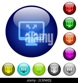 Set of color fullscreen view glass web buttons. Stock Vector
