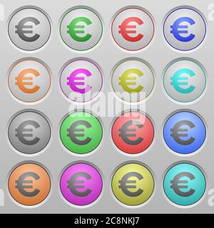 Set of euro sign plastic sunk spherical buttons. Stock Vector