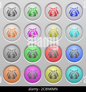 Set of dollar bags plastic sunk spherical buttons. Stock Vector