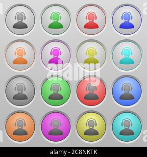 Set of operator plastic sunk spherical buttons. Stock Vector