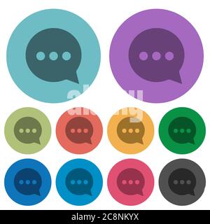 Color working chat flat icon set on round background. Stock Vector