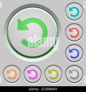 Set of color undo changes sunk push buttons. Stock Vector