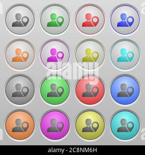 Set of User location plastic sunk spherical buttons. Stock Vector