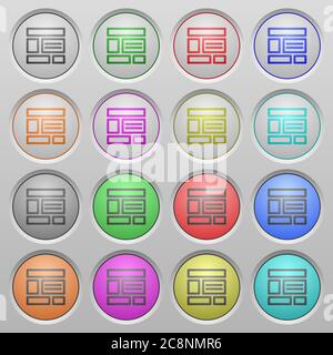 Set of web layout plastic sunk spherical buttons. Stock Vector