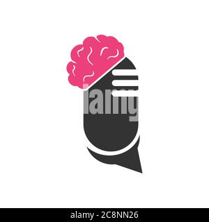 microphone brain vector design template illustration Stock Vector