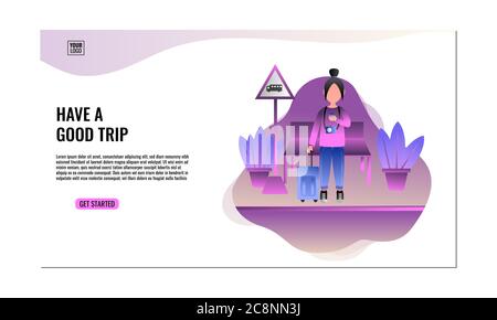 Travel flat illustration.Concept of landing page.Vector design template isolated. Stock Vector