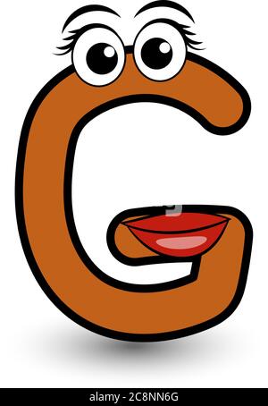 Letter G. Funny character with cute face. Design for kids room, poster ...